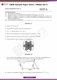 Download Cbse Class 7 Maths Sample Paper Set 4 Pdf