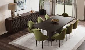 Modern Dining Room Decor Deep Green Dining Chairs Dark Wood Sideboard Dining Green Dining Room Furniture Dining Room Design Formal Dining Room Furniture