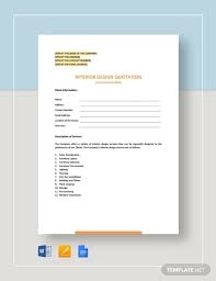 Free Sample Quotation Template Pdf Word Doc Excel Apple Mac Pages Apple Numbers Interior Design Quotes Quotations Quotation Format