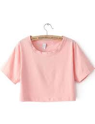 Pink Short Sleeve Crop T Shirt Sheinside Com Casual Shirt Women Crop Tops Tops