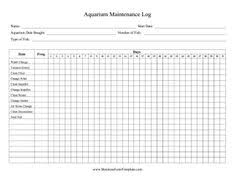 Aquarium Maintenance Log Business Form Template Aquarium Maintenance Aquarium Fresh Water Fish Tank