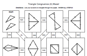 Triangle Congruence 4 Mazes Sss Sas Asa Aas Hl Geometry Lessons Teaching Geometry Congruent Triangles Worksheet