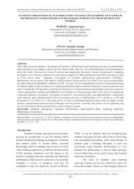 Pdf Students Perception Of Teachers Effectiveness And Learning Outcomes In Mathematics And Economics In Secondary Schools Of Cross River State Nigeria