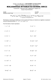 Are there only 2 terms? Factoring The Difference Of Two Squares Worksheet