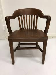 Vintage Wood Office Chair Banker Desk Courthouse Gunlocke Lawyer Antique Arm Mission Oak Wooden Slat Slatback Living R Wood Office Chair Bankers Chair Oak Desk