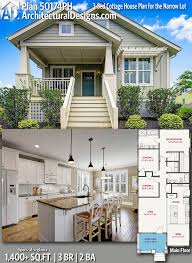 An outdoor dining area with deck chairs is perfect for are you looking for detailed architectural drawings of small 3 bedroom house plans? Plan 50174ph 3 Bed Cottage House Plan For The Narrow Lot Modern House Plans Bungalow House Plans Cottage House Plans