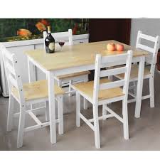 Wooden Dining Set One Table With 4pcs Lot Dining Chair White Natural Pine Hot Sale Bistro Kitchen Kitchen Furniture Furniture