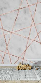 White Marble Rose Gold Geo 1 Wall Mural From Happywall Scandipattern Geometricpattern Gold Wallpaper Bedroom Rose Gold Marble Wallpaper Rose Gold Wallpaper
