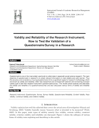 Pdf Validity And Reliability Of The Research Instrument How To Test The Validation Of A Questionnaire Survey In A Research