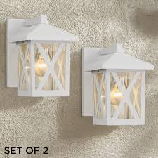 Outdoor Lighting Elkins 7 1 2 High White Outdoor Wall Lights Set Of 2 Outdoor Wall Light Fixtures Wall Lights Exterior Wall Light