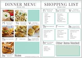 Weekly Dinner Menu Week One Dinner Menu Weekly Dinner Menu Dinner