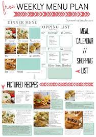 Weekly Dinner Menu Week One Dinner Menu Planning Weekly Dinner Menu Dinner Menu
