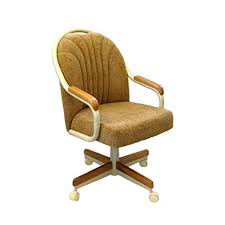 Casual Rolling Caster Dining Chair With Oak Arms And Harvest Chenile Fabric Seat And Back Set Of 2 Caster Chairs Chair Fabric Seat