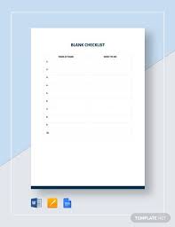 Blank Checklist Template Word Doc Apple Mac Pages Google Docs Checklist Template Checklist Business Card Templates Download