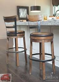 Bar Height Swivel Stool Back Tall Kitchen High Chair Wood Seat Dining Room Brown Ebay Kitchen High Chairs Kitchen Stools With Back Kitchen Stools