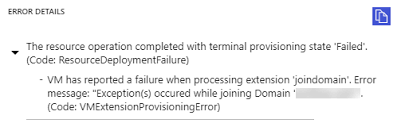 Vm Has Reported A Failure When Processing Extension Joindomain Ciraltos