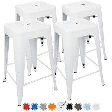 Amazon Com Urbanmod 24 Inch Bar Stools For Kitchen Counter Height Indoor Outdoor Metal Set Of 4 White Hom Bar Stools 24 Inch Bar Stools Kitchen Bar Stools