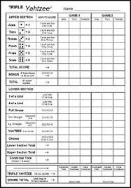 Triple Yahtzee Score Pads Free Triple Yahtzee Score Sheets