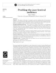 Pdf Profiling The Jazz Festival Audience