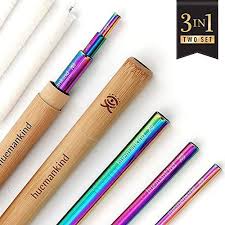 Titanium Plated Rainbow Straws Metal Straws Reusable Straw 316 Stainless Steel
