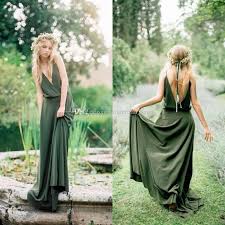 Acheter Plage Boho Olive Demoiselles Dhonneur Robes 2020 Spaghetti Col En V Backless Balayage Train En Mousseline De Soie Jardin Bohemian Invite De Mariage Robe Bridesmaid Dresses Boho Olive Green Bridesmaid