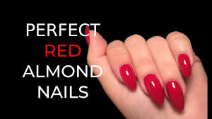 Once painted with colorful polish and beautiful decorations, they look natural. Pure Red Gel Almond Nails Short Youtube