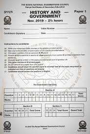Knec Kcse 2019 History And Government Paper 1 Past Paper Muthurwa Com Past Papers Exam Papers National Examination