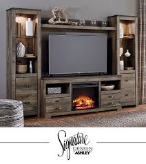 Trinell Entertainment Wall Fireplace Insert Option Tv Stand Living Room Furniture Ashley Fu Fireplace Tv Stand Living Room Tv Stand Entertainment Wall