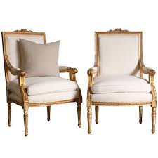 Pair Louis Xvi Style Armchairs 1stdibs Com French Style Chairs Classic French Chairs French Style Armchair
