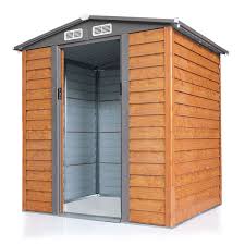 Jaxpety Outdoor Storage Shed 5 X 6 Ft Galvanized Steel Garden Utility Outdoor Garden Tool House Backyard Building Garage Heavy Duty Wood Finish Walmart Com In 2021 Storage Shed Outdoor Storage Sheds Backyard Buildings