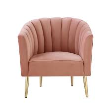 Nicole Miller Tibii Modern Blush Gold Velvet Accent Chair In Pink Nac108 02bh Ls In 2020 Barrel Chair Accent Chairs Upholstered Accent Chairs