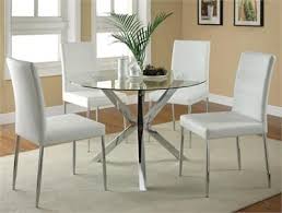 41 Erika Modern Round Glass Table W White Chairs Glass Round Dining Table Glass Dining Room Table Modern Kitchen Tables