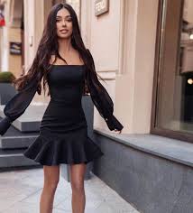 Model 23957 119 90 Kollari Sifon Elbise Beden S M L Kumas Atlas Urun Boyu Renk Siyah Beyaz K The Dress Moda Stilleri Elbise