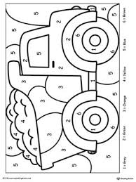 Color By Number Truck Kindergarten Colors Kindergarten Worksheets Printable Number Worksheets Kindergarten
