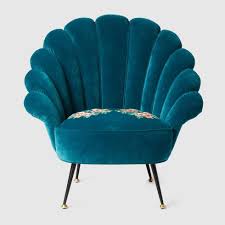 Gucci Velvet Armchair With Embroidered Flowers Velvet Armchair Armchair Armchair Design