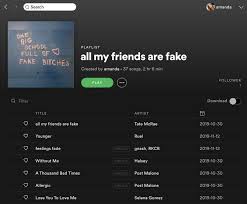 All My Friends Are Fake Playlist In 2020 Playlist Spotify Songs