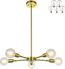Chandelier Lights 5 Light Modern Pendant Light With Dimmable Led Filament Bulb In Satin Brass Vintage Modern Pendant Light Chandelier Lighting Modern Lighting