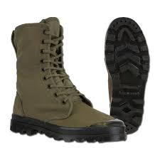 French Canvas Commando Boots 9 Eyelets Olive