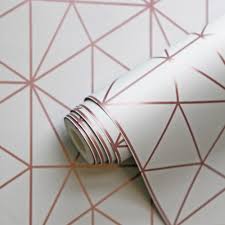 Metro Prism Geometric Triangle Wallpaper Grey And Rose Gold Wow009 Rose Gold Bedroom Wallpaper Bedroom Rose Gold Kitchen