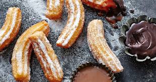 Churros With Caramel And Chocolate Sauce Recipe Churros Comfort Desserts Chocolate Sauce Recipes