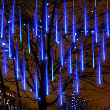 Upgraded 50cm 10 Tubes 540 Led Meteor Shower Rain Lights Drop Icicle Snow Falling Raindrop Cascading Lights For Wedding Party Christmas New Year Garden Tree Ho In 2021 Icicle Christmas Lights Blue