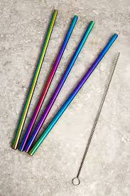 Lot De Pailles En Metal Couleur Maree Noire Metal Straws Oil Slick Metal