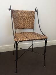 4 X Dining Chairs Wrought Iron And Cane Wicker Wrought Iron Chairs Wrought Iron Furniture Simple Dining Chairs