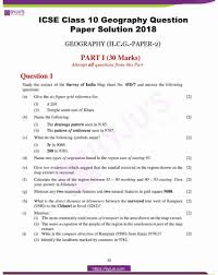 Icse Class 10 Geography Question Paper Solution 2018