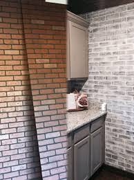 Before And After Lowes Brick Panel Painted White Brick Backsplash Faux Brick Faux Brick Walls Brick Paneling Brick Wall Paneling