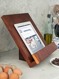 How To Make A Modern Tablet Or Cookbook Stand Easy Crafts And Homemade Decorating Gift Ideas Hgtv In 2020 Cookbook Stand Diy Cookbook Holder Cook Book Stand