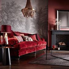 Living Room And Bold Wallpaper Woodchip Magnolia Sofology Regram Via Www Instagram Com P B Red Sofa Living Room Red Sofa Living Red Couch Living Room