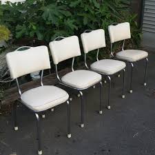 Vintage Kitchen Chairs X 4 1960 S Mid Century Chrome Handle White Vinyl White Kitchen Furniture Kitchen Chairs Vintage Kitchen