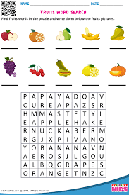 Fruits Word Search Fruit Picture English Activities For Kids Kids Worksheets Preschool
