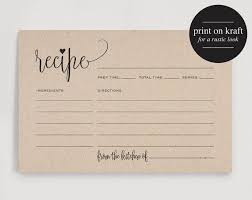 Recipe Card Printable Printable Recipe Card Diy Recipe Etsy Recipe Cards Template Diy Recipe Cards Printable Recipe Cards